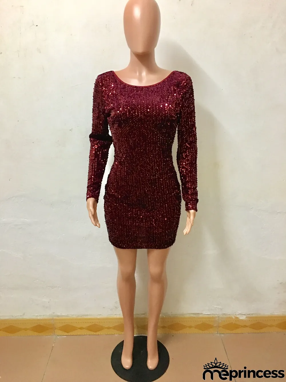 Sexy Bling Bling Long Sleeve Party Dress