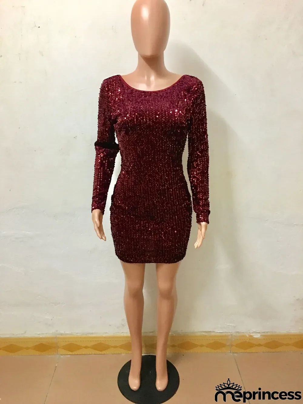 Sexy Bling Bling Long Sleeve Party Dress