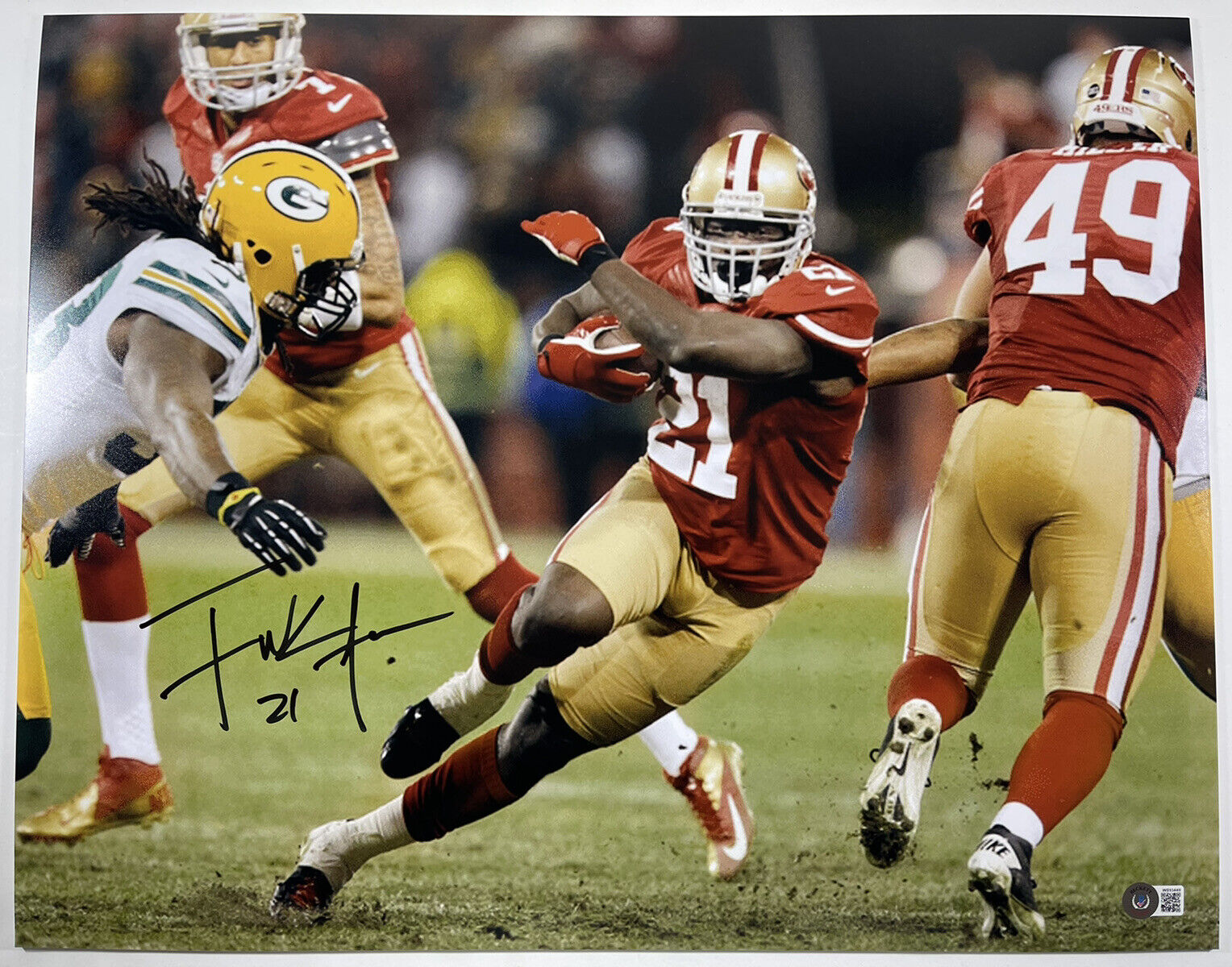 FRANK GORE SIGNED AUTOGRAPHED 16x20 Photo Poster painting SAN FRANCISCO 49ERS BAS WITNESS COA