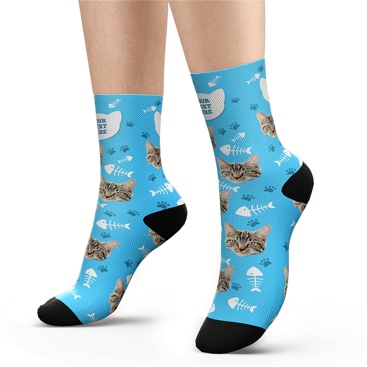 Custom Cat Happy Socks With Your Text