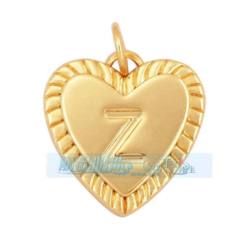 1 Piece 15 * 19mm Hole 5~5.9mm Copper Zircon Letter Heart Shape Pendant Jewelry Accessories