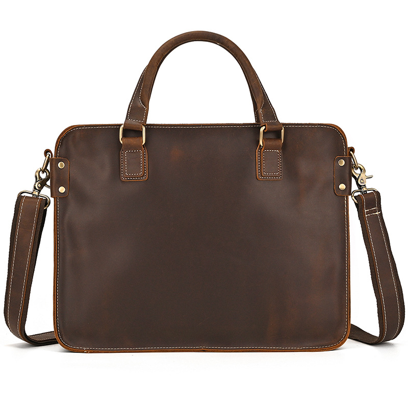 Mature Men Retro Crazy Horse Leather Briefcase