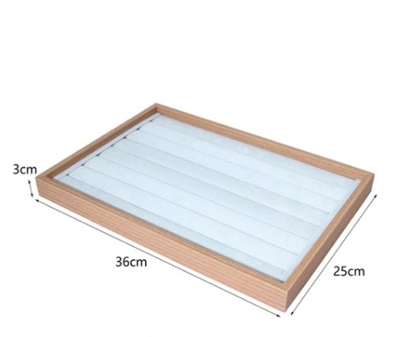 Modern Style Rectangle Wood Flannel Jewelry Rack