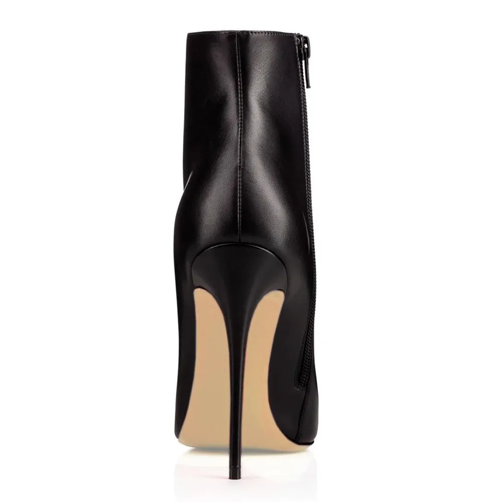 120mm Women's Ankle Boots Closed Pointed Toe Stilettos Matte Booties-vocosishoes