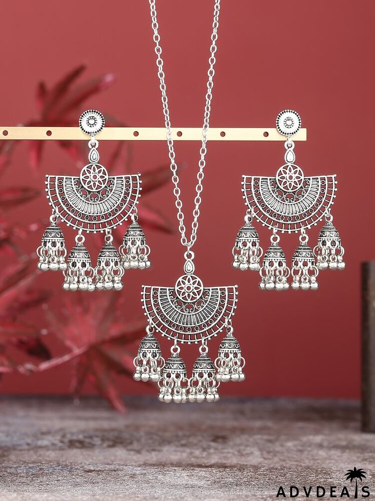 Jhumka Pendant Necklace & Drop Earrings