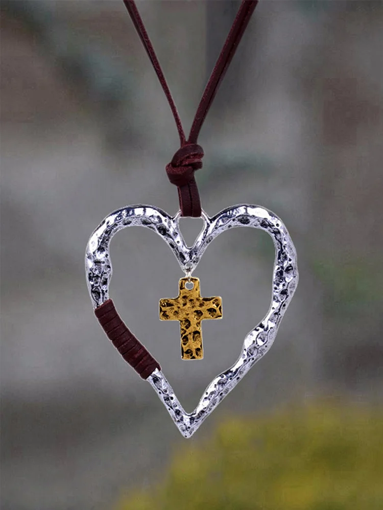 Vintage Cross Heart Pendant