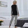 Women's Plaid Round Neck Home Casual Suit