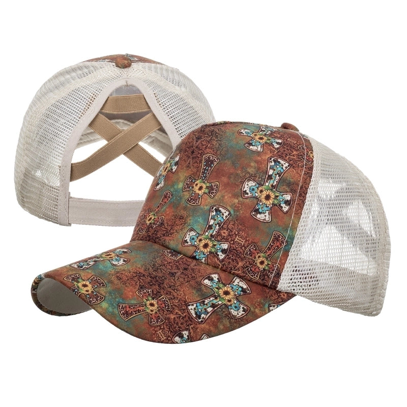 Women’s Fashion Color Block Flower Leopard Baseball Cap