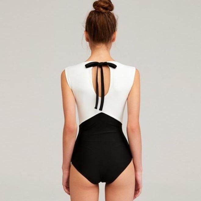 Black & White Color Block Sexy One Piece Swimsuit