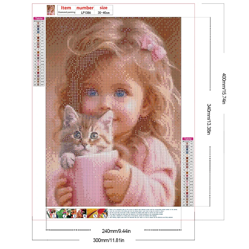 2pcs Diamond Painting - Full Round Drill - Cute Big Eyes Girl(Canvas|30*40cm)