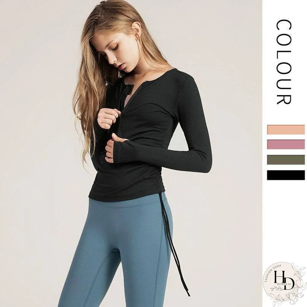 Sexy sports running gym seamless crop top yoga long sleeve fitness t-shirt workout tops