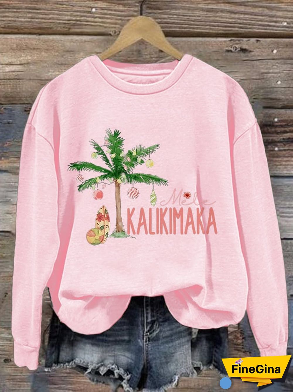 Women's Christmas Mele Kalikimaka Print Casual Sweatshirt