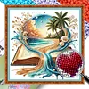 Ocean Book Glass Bead Partial 11CT DIY Stamped Cross Stitch Kits for Beginners Adults Home Decor Cross Stitch Art and Crafts Kits 14.04x14.04in tapestrymarket