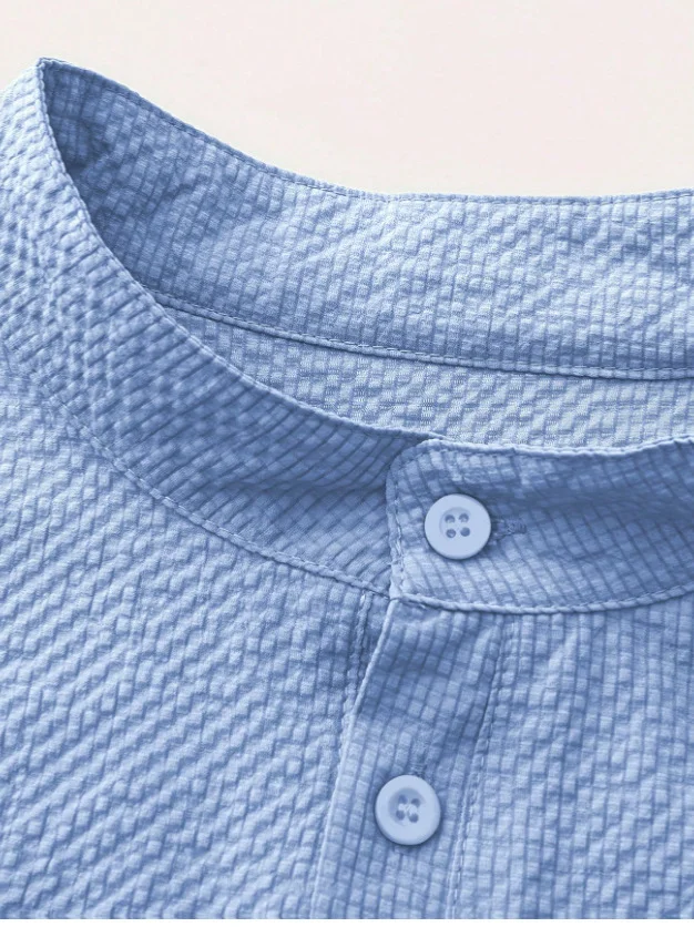 Nigikala Nigikala Men's Fashion Stand-Down Casual Long-Sleeved Shirt