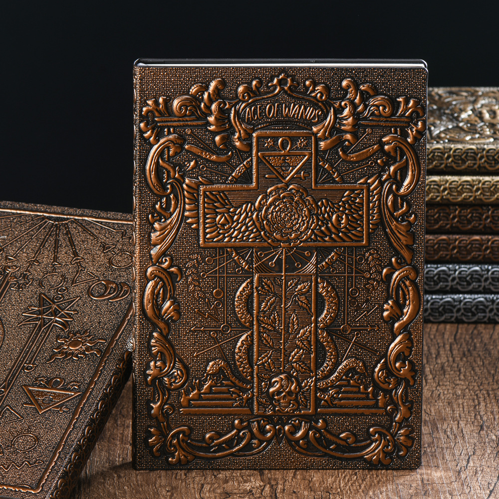 Fromthenon Vintage Tarot Notebook Journals Retro Relief Bronze Planner Sketchbook Kid Student Halloween Gifts Stationery
