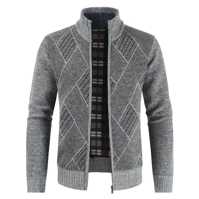 Haină modernă de toamnă și iarnă pentru bărbați, pulover tricotat cu fermoar