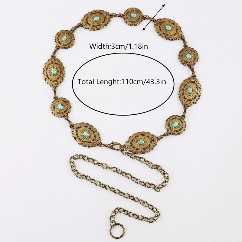 Ethnic Style Geometric Alloy Patchwork Turquoise Unisex Chain Belts