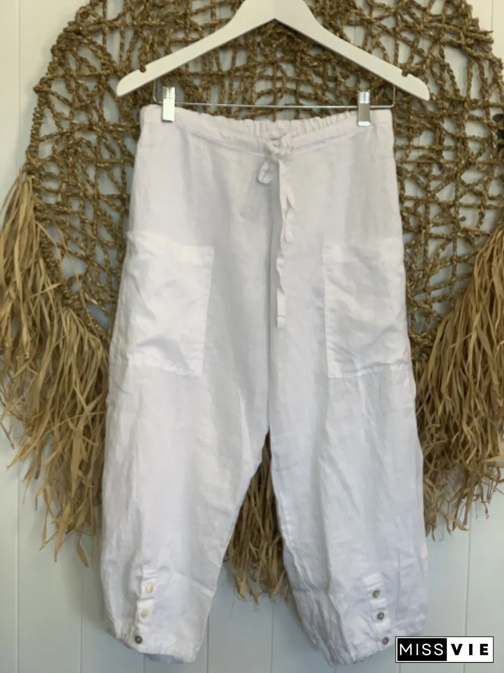White Vintage Linen Pants