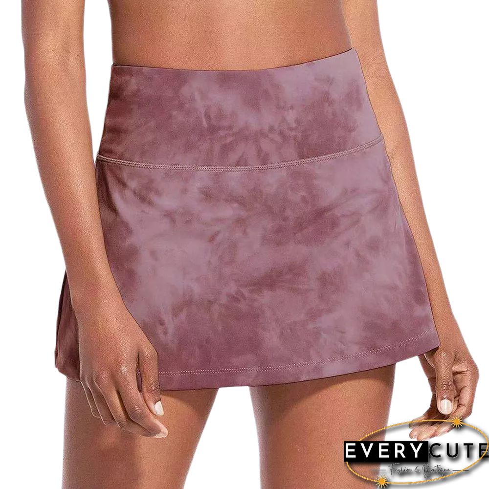 Pink Print High Waist Pleated Mini Culotte