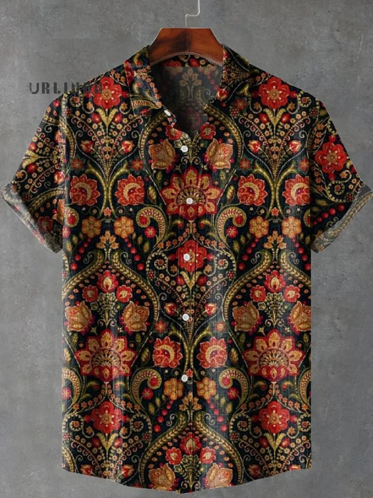 Vintage Floral Print Casual 100% Cotton Shirt