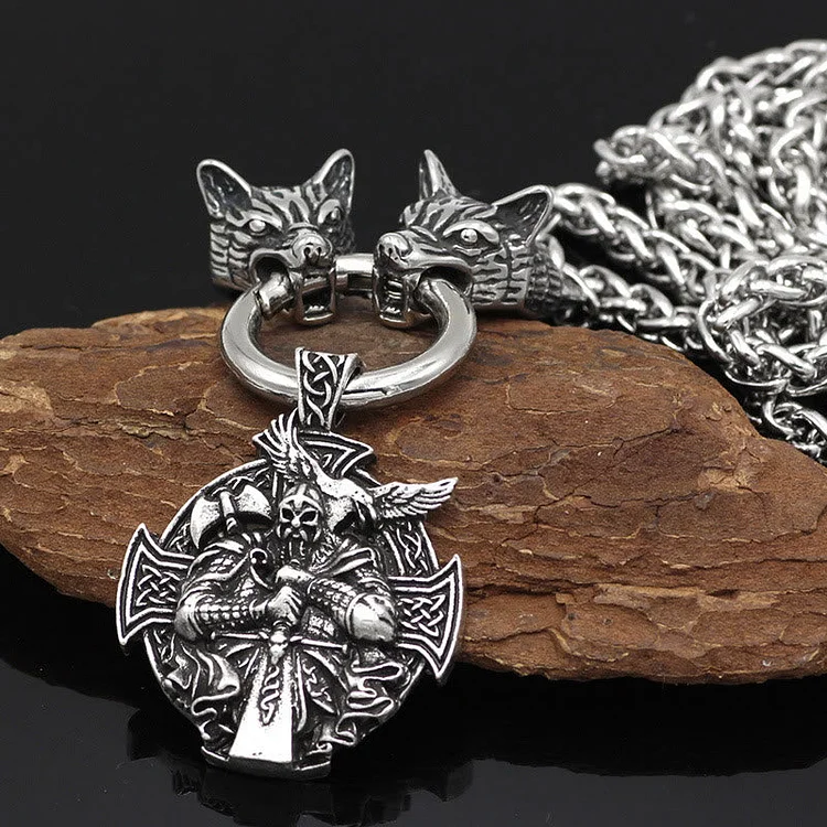 Coutureaura Odin Wolf Raven Necklace