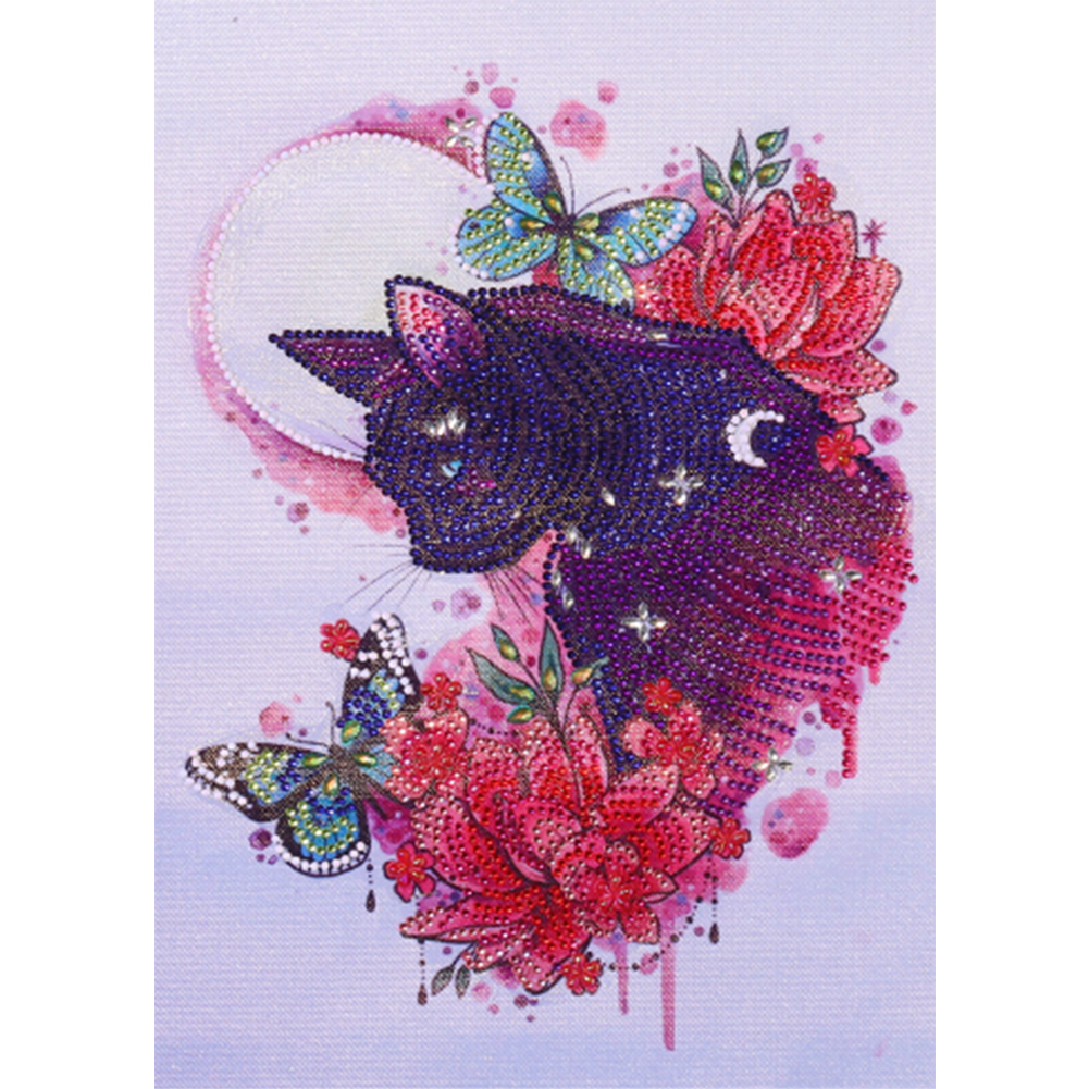 

30*40CM - Special Shaped Diamond Painting - Flower Cat, 501 Original