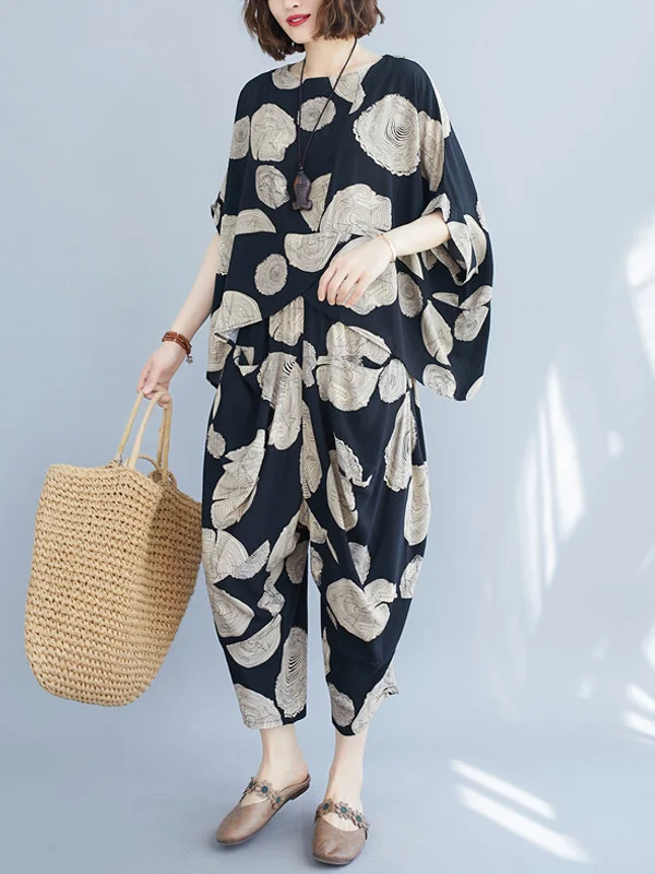 Printed Loose Hip Hop Harem Loose Casual Suit