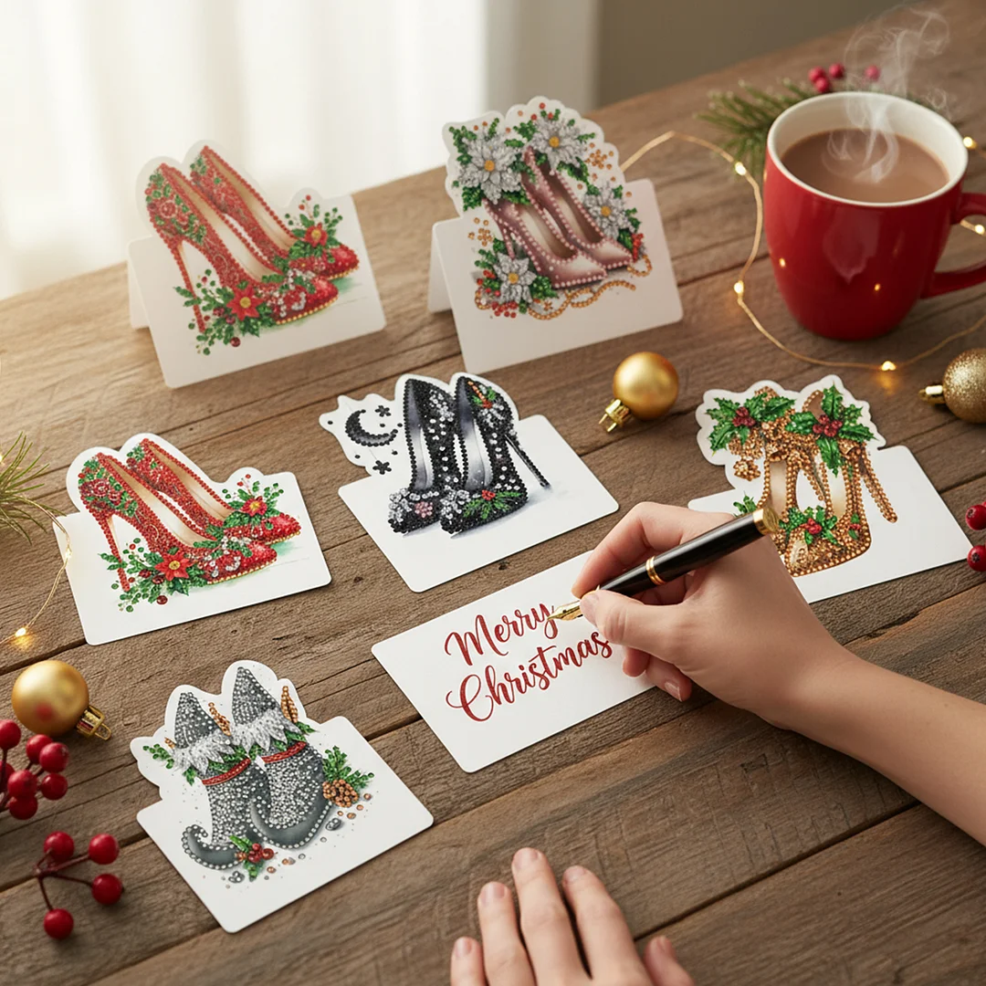 6 Packs High Heels DIY Diamond Painting Greeting Card Kit for Adults Gifts