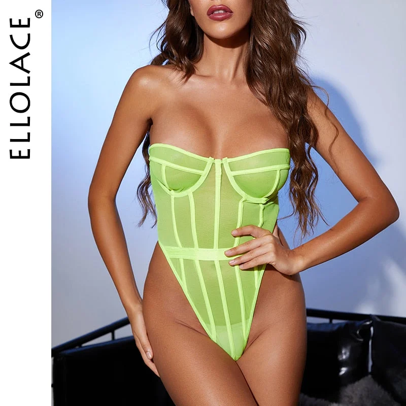 Ellolace Bodysuit Women Lace Strapless Bodies For Women Female Bodys Overalls For Women Slim Bodycon Body Suit Dropshipping