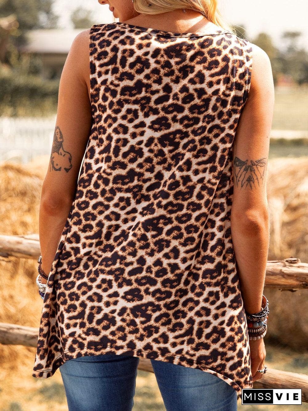 Brown Crew Neck A-Line Casual Cotton Shirts & Tops