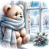(Multi Style)Winter Window Bear-Full Embroidery 3 Strands 11CT Counted Cross Stitch-40*40CM