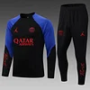 2022/2023 Psg Paris Saint-Germain Half-Pull Training Suit Black-Blue Sleeve Set love fball