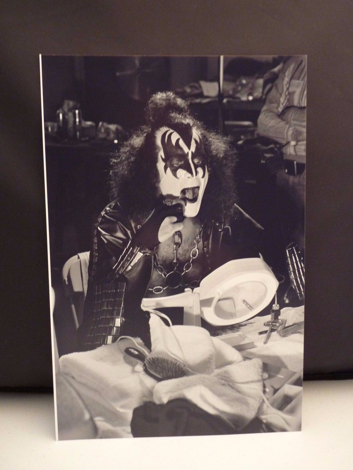 Kiss 1977 L.A. Forum Gene Simmons Backstage 8x12 Photo Poster painting #1 From Original Negative