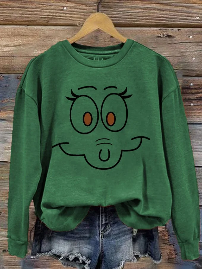 Women's Christmas Cartoon Max Face Sweatshirt