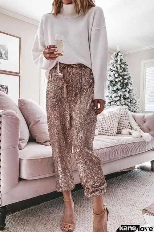 Sequin Casual Loose Pants