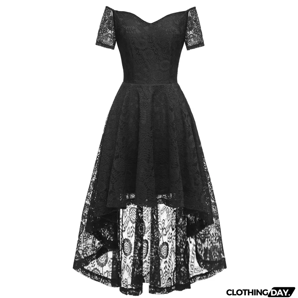 Women Sexy Elegant Off Shoulder lace Short Sleeve Mermaid Dress