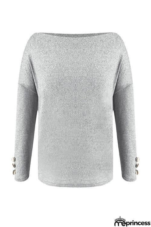 Button Dew Shoulder T Shirt