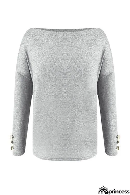Button Dew Shoulder T Shirt