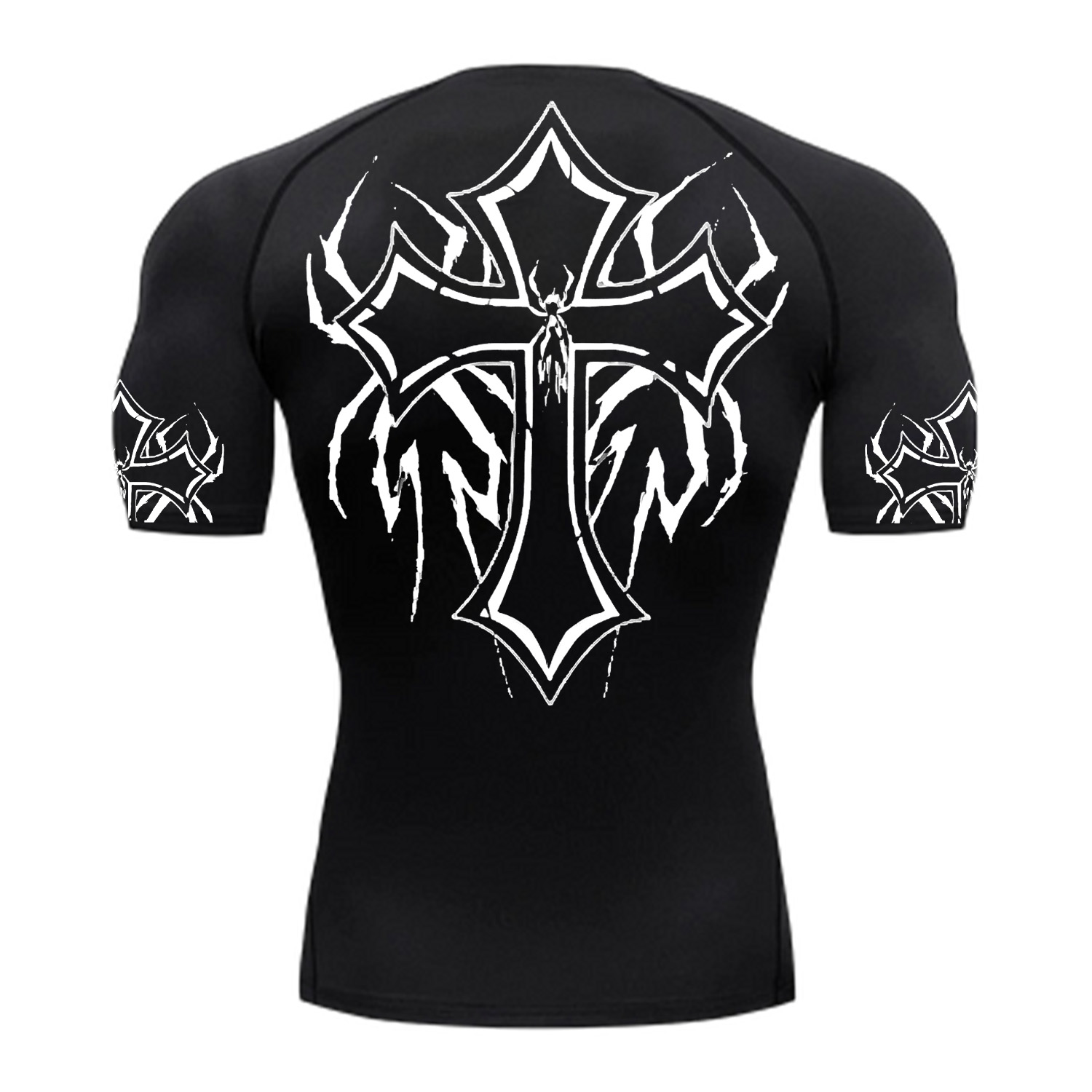 Street Style Cross Print Compression T-shirt