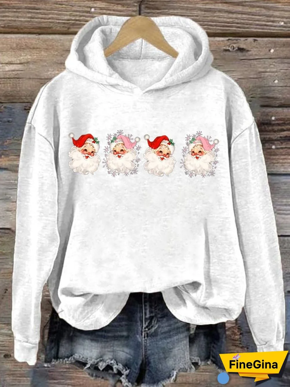 Women's Santa Print Hoodie