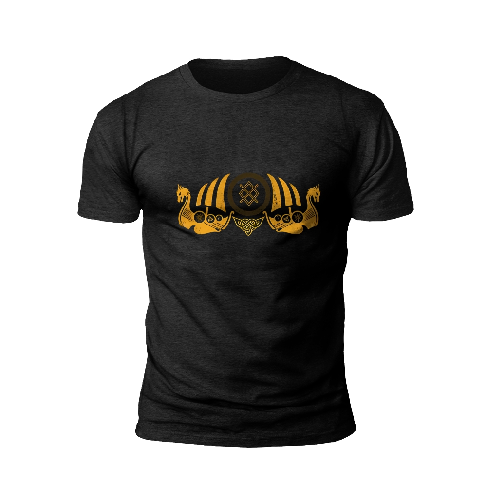 Viking Longship and Helmets T-Shirt
