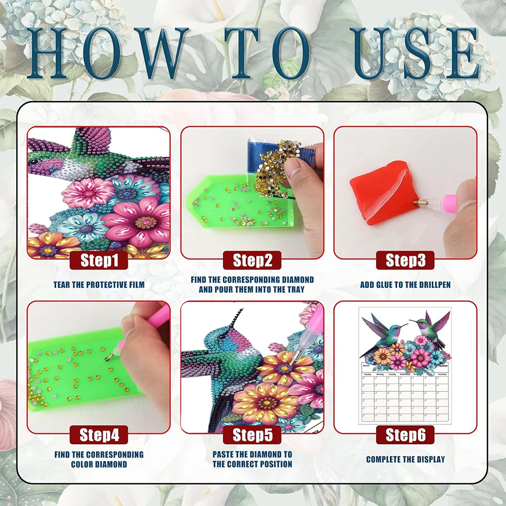 DIY Hummingbird Diamond Painting Magnetic Fridge Calendar To-do List Calendar
