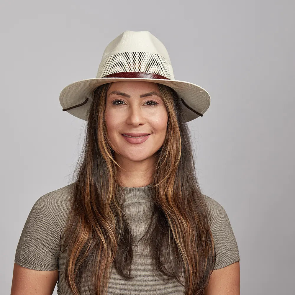 Oslo | Womens Woven Raffia Braid Fedora Hat with Striped Band