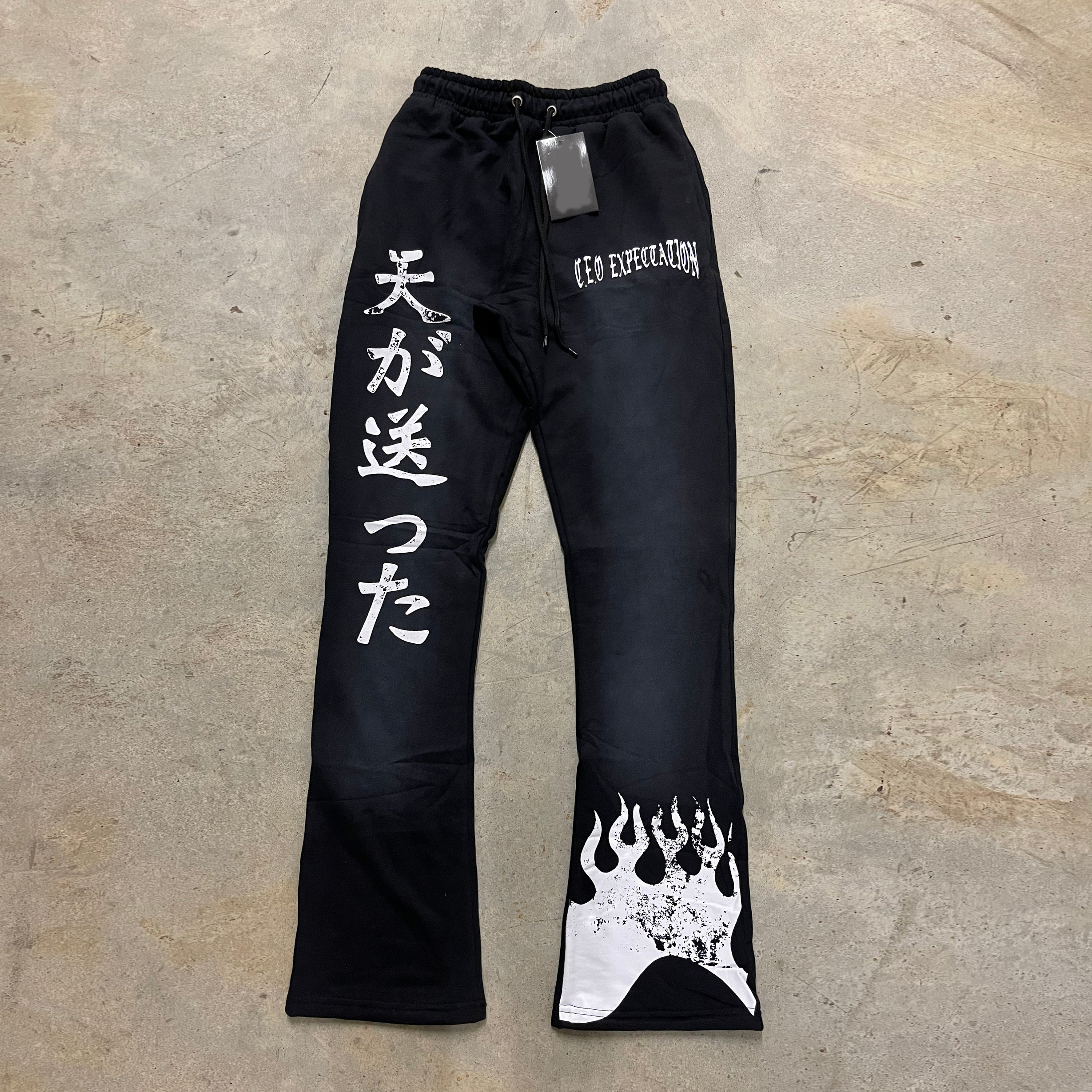 Casual Vintage Print Flame Flare Pants