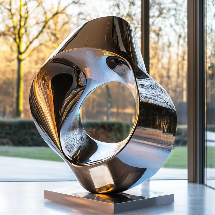 Polished Stainless Steel Vortex Sculpture Custom Abstract Sculpture Art for Indoor & Outdoor Display