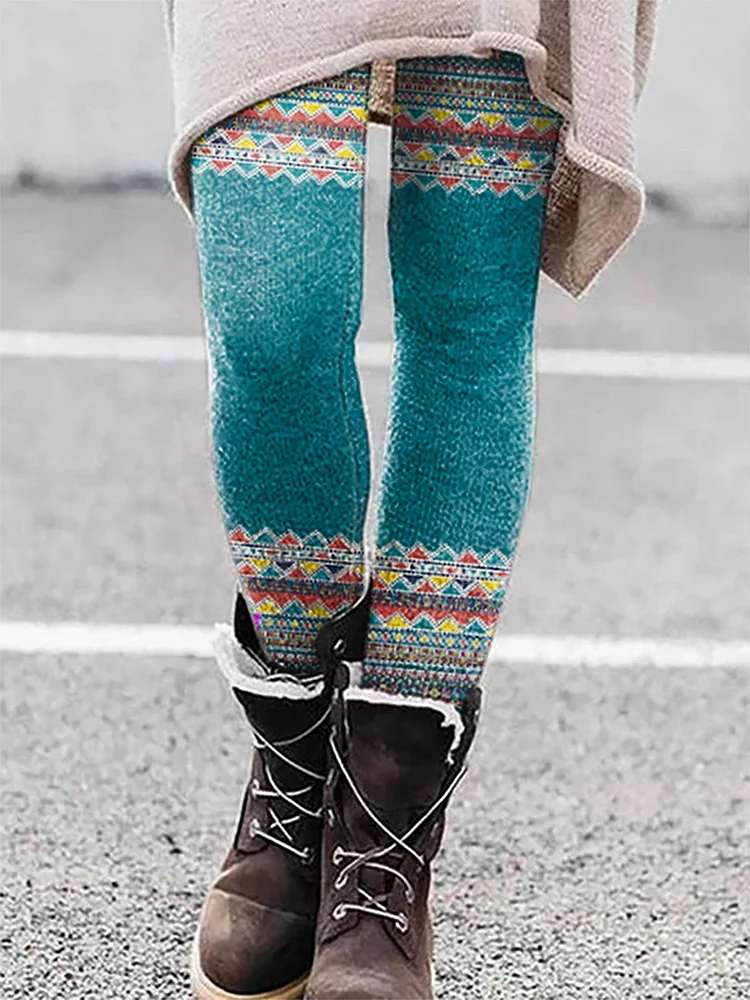 Women's Retro Geometric Print Casual Leggings