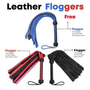 pornhint Pornhint Cowhide Leather Floggers- Set of Three Sex Floggers for Couples- Horse Riding Flogging Whip for Unisex and Equestrian Sports with Wrist Loop