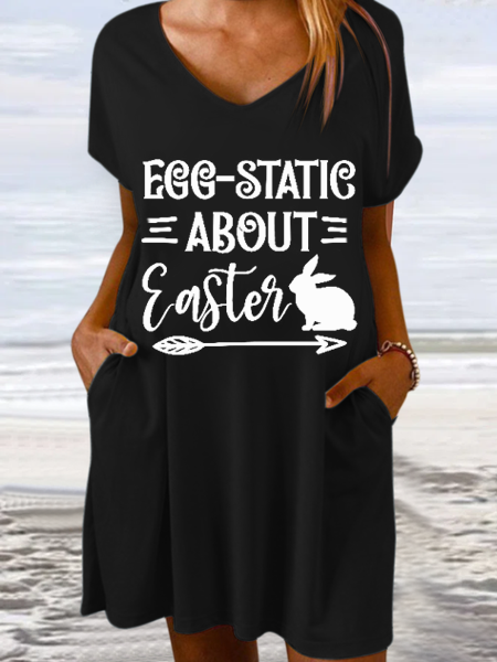 Women's Easter Bunny Print Dress socialshop