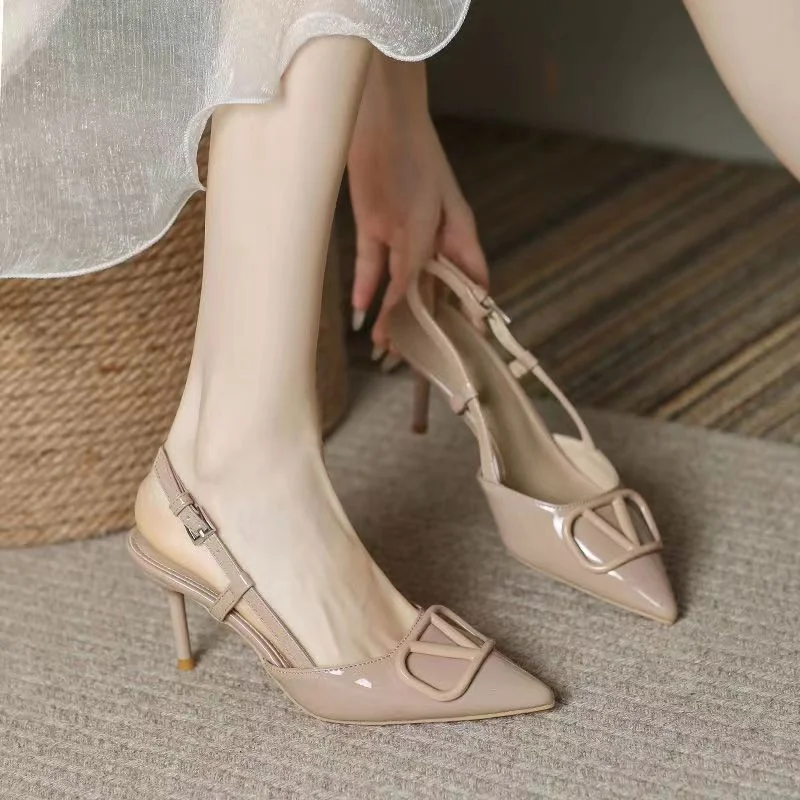 Churchf Churchf Heels Women's French Spring And Summer Shallow Wedding Shoes Large Size Fashion 2023 Nude Color Small Fragrance Style All Kinds Of Fine Heels Baotou-Outfit Ideas