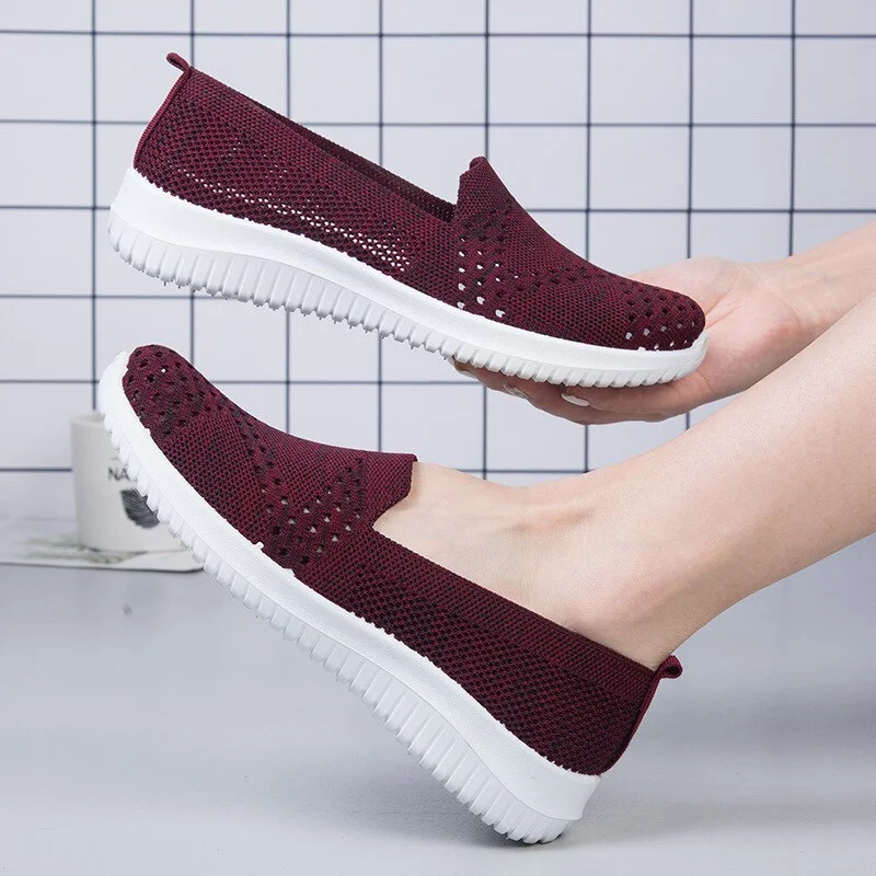 Nigikala Casual Shoes Light Sneakers Breathable Mesh Summer knitted Vulcanized Shoes Outdoor Slip-On Sock Shoes Plus Size Tennis A8 425-1
